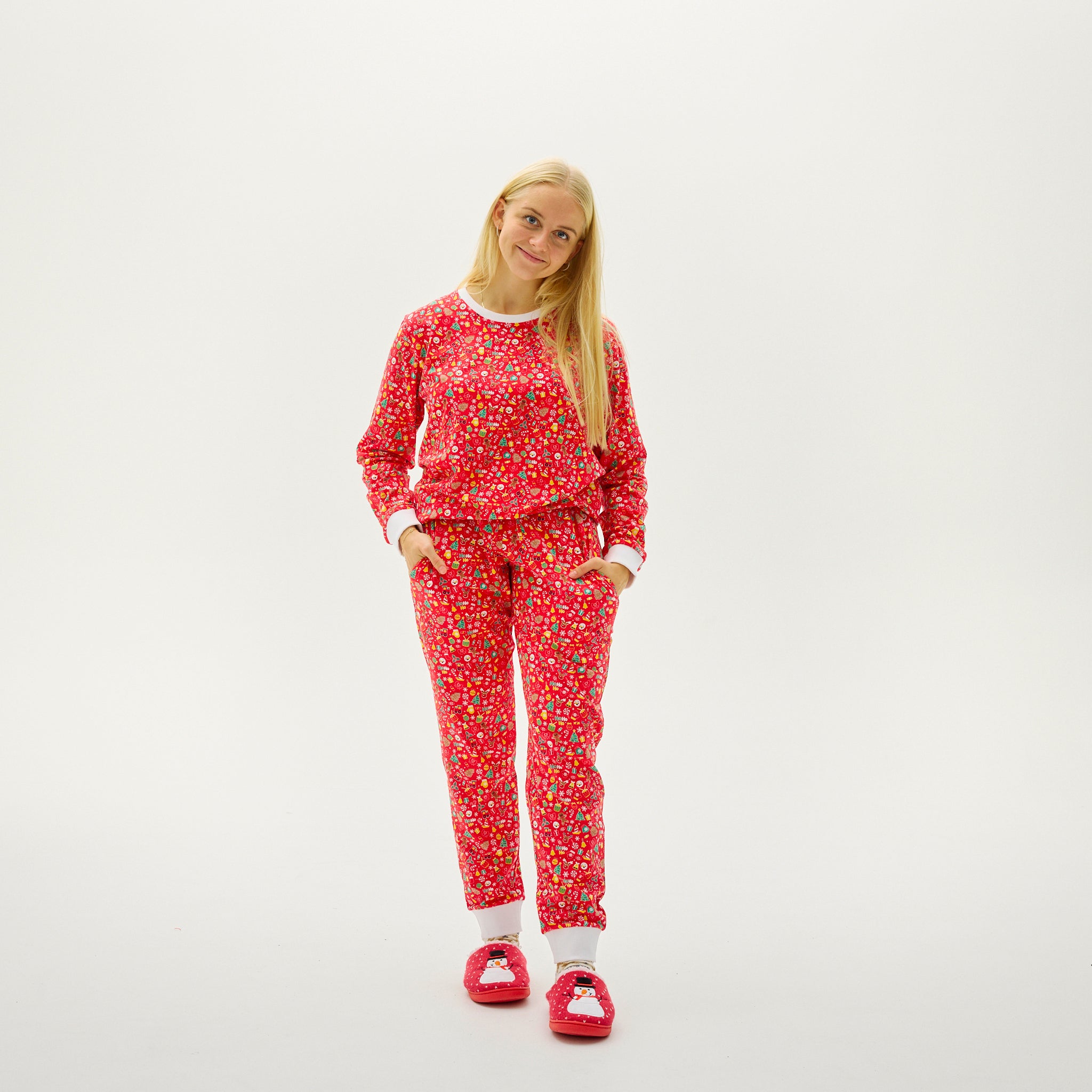 Den Julede Julepyjamas Rød - Dame.